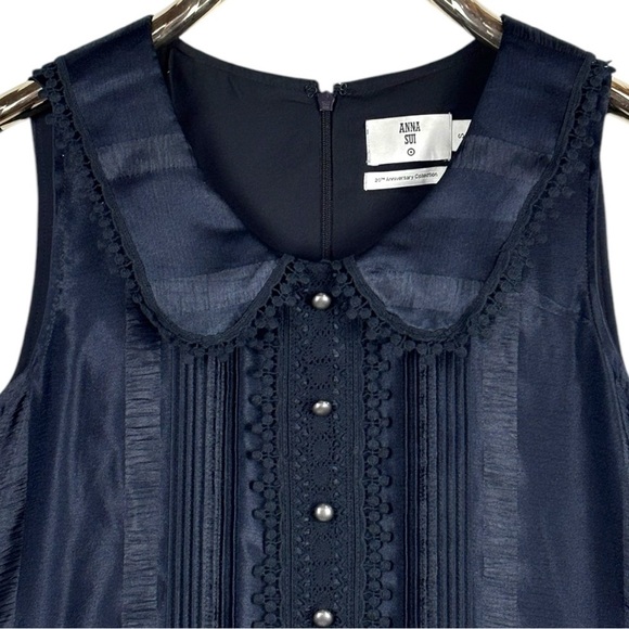 ANNA SUI x TARGET DROP WAIST INKY BLUE BLACK COQUETTE VELVET LACE SHIFT DRESS - Picture 14 of 14